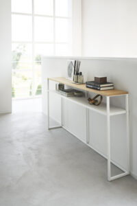 Yamazaki Tower konsolinis staliukas su lentynėle baltas